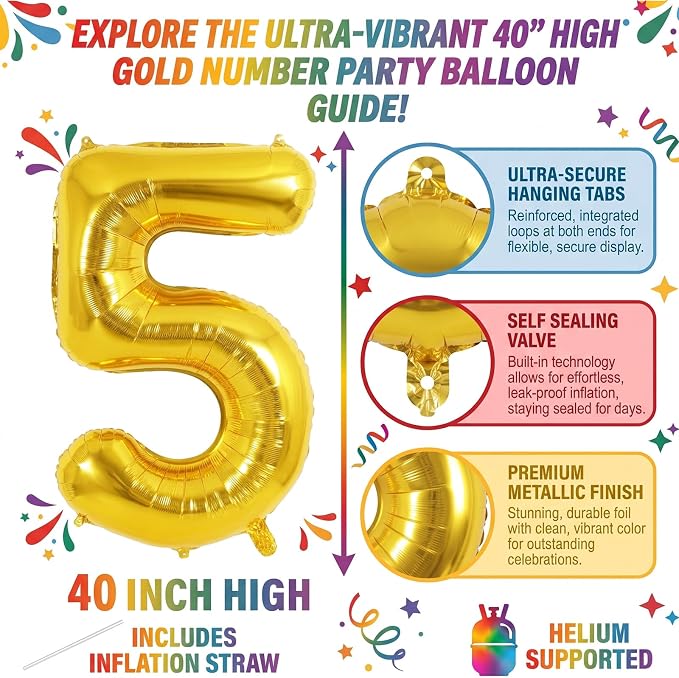 40 Inch Gold Number 15 Foil Balloon - Image 2