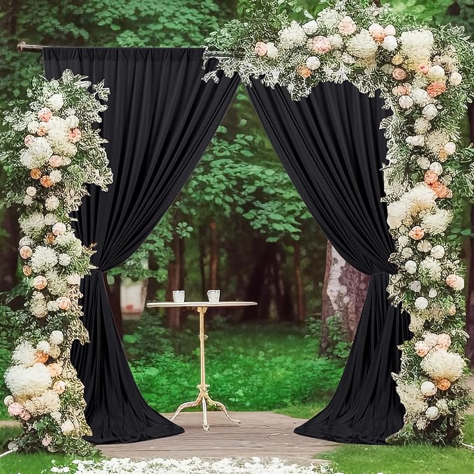 Black Backdrop Curtain for Party Backdrop Drapes Panels by MEETSKY