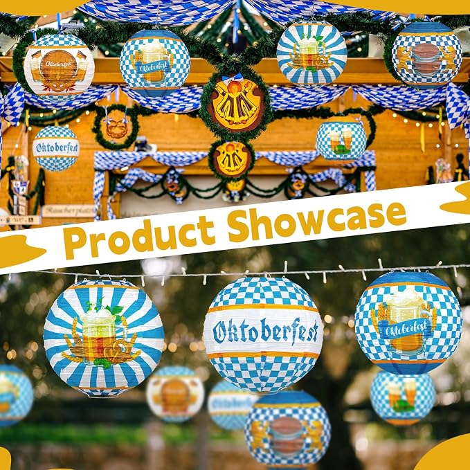 Panelee 12 Pcs Oktoberfest Paper Lanterns Oktoberfest Party Decorations 8 Inch - Image 4