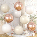 Cream White Gold Round Foil Balloons 9 pcs, Metallic Giant 4D Round Balloons 22 by Cledeco