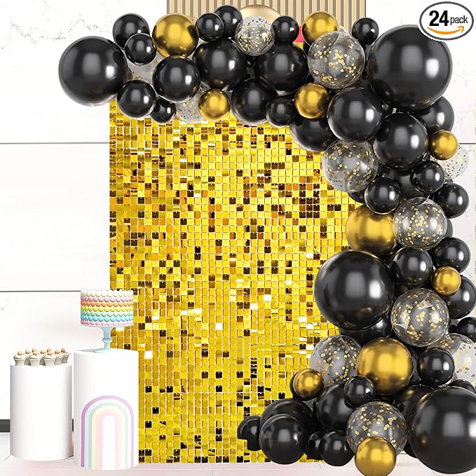 Gold Shimmer Wall Backdrop, 24 Panels, 6x4 Ft Photo Backdrop | wedding backdrop by Zuaooz