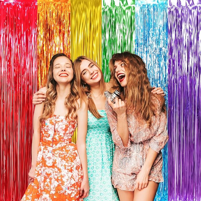 GOER 3.2 ft x 8.2 ft Metallic Tinsel Foil Fringe Curtains Party Photo Backdrop - Image 4