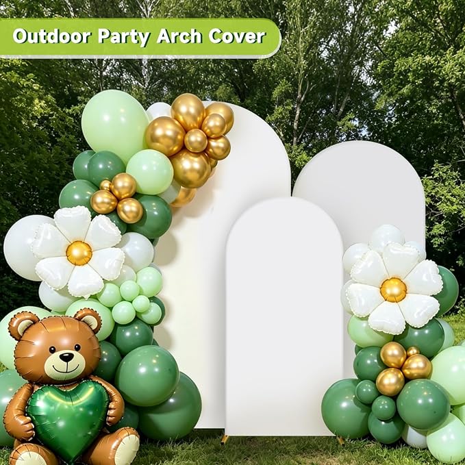 Hemmotop Wrinkle Free White Arch Backdrop Cover Set of 3-6ft, 4ft | Stretchy - Image 7