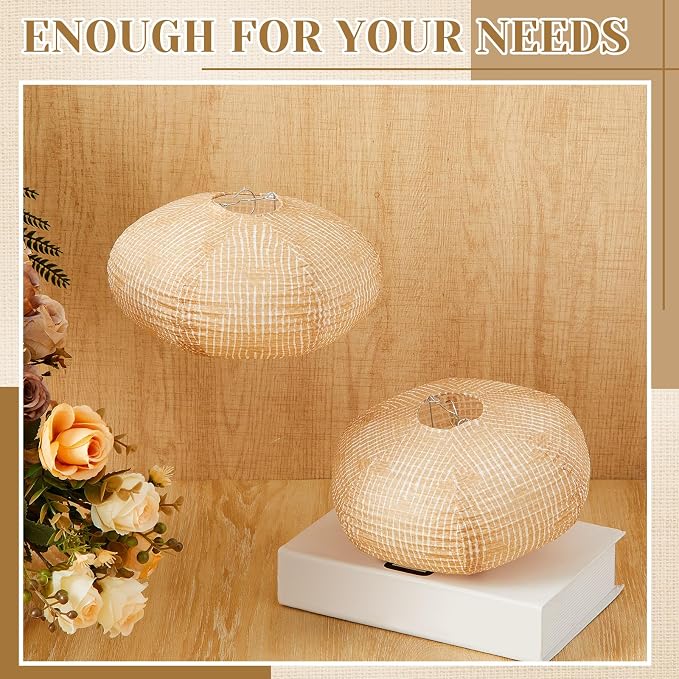 Hortsun 12 Pcs Print Burlap Oval Paper Lanterns Boho Chinese Paper Lanterns - Image 4