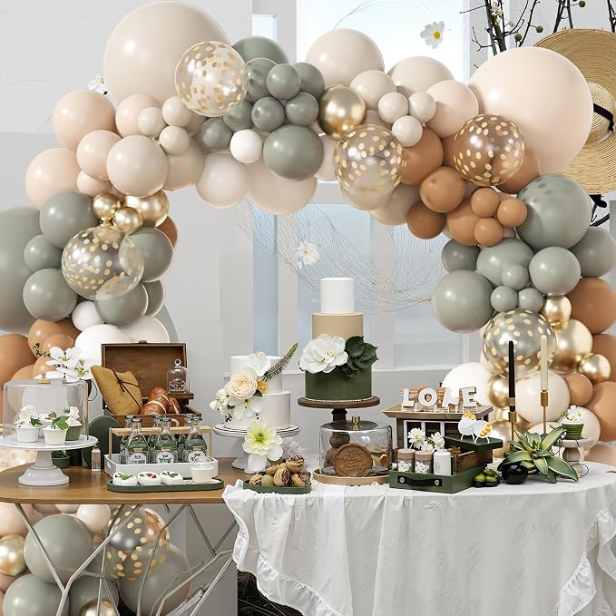 Amandir 173Pcs Dusty Green Nude Balloon Arch Garland Kit | Blush Cream White - Image 6