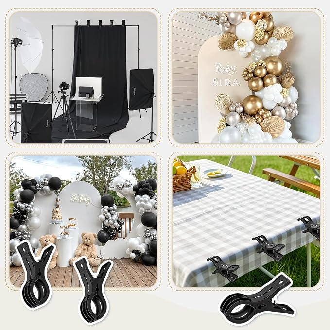 EMART 10 Pack Balloon Arch Clips Plastic Black Large Towel Clips 3.5 Inch Heavy - Image 4