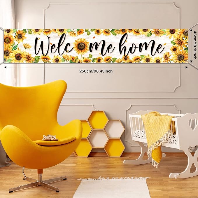 Large Welcome Home Banner Decorations Sunflower Welcome Home Yard Sign - Image 3