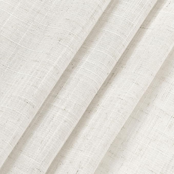 Beige White Linen Curtains for Living Room 92 Inches Long Back Tab and Rod - Image 9