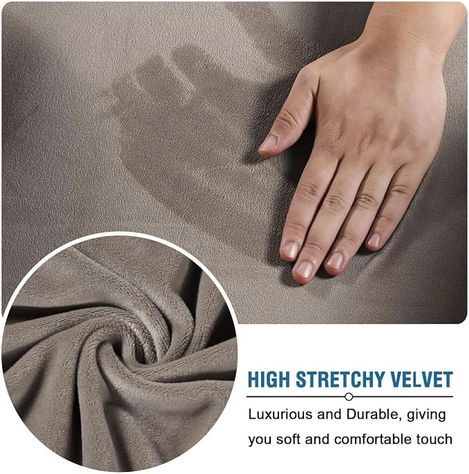 H.VERSAILTEX Velvet 4 Piece High Stretch Sofa Slipcover Cover Furniture - Image 5