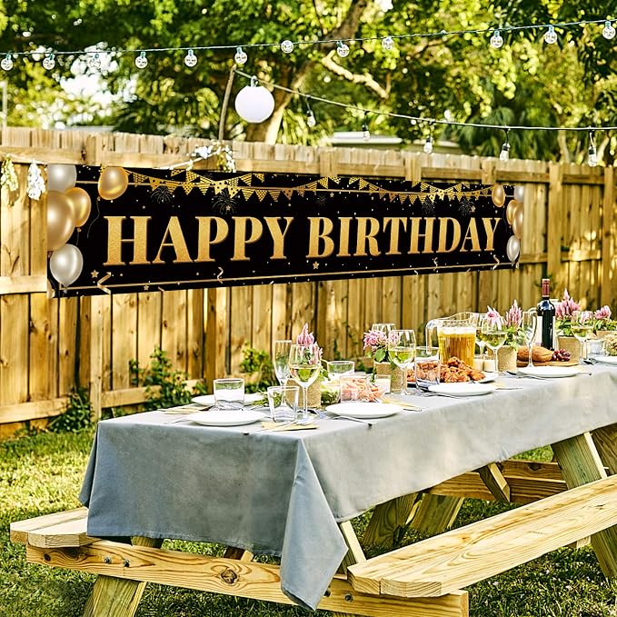 Black Gold Birthday Banner for Happy 1st to 100th - Image 7