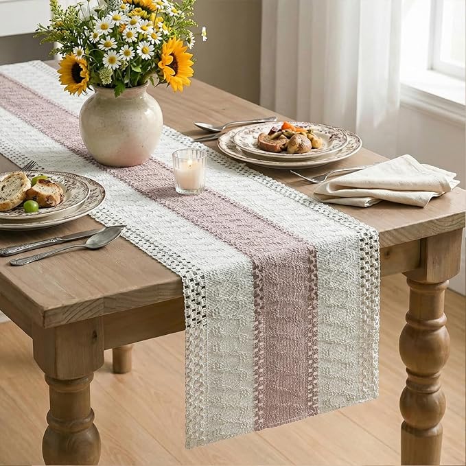 Artoid Mode Pink Farmhouse Rustic Table Runner 12x108 Inch | Seasonal Holiday - Image 4