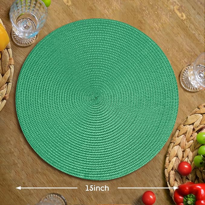 FunWheat Round Braided Placemats Set of 8 Table Mats - Image 2