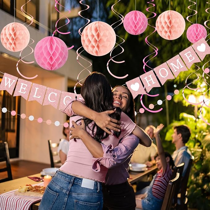 Yeaqee Welcome Home Banner Welcome Back Home Decorations 2 Hearts Sign - Image 6