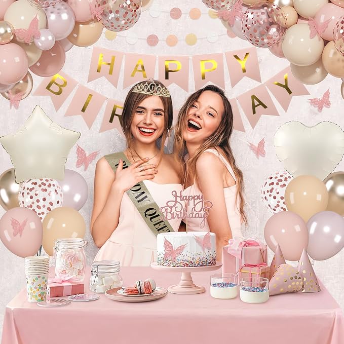 Amandir Boho Dusty Pink Birthday Decorations - Image 5
