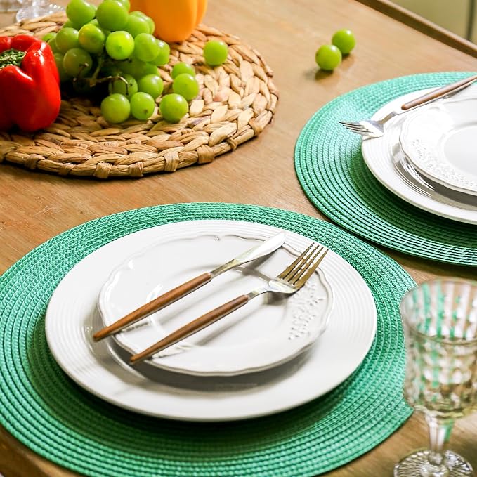 FunWheat Round Braided Placemats Set of 6 Table Mats - Image 5