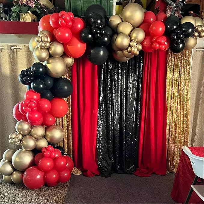 153Pcs Red and Black Gold Balloons Garland Arch Kit - Image 7