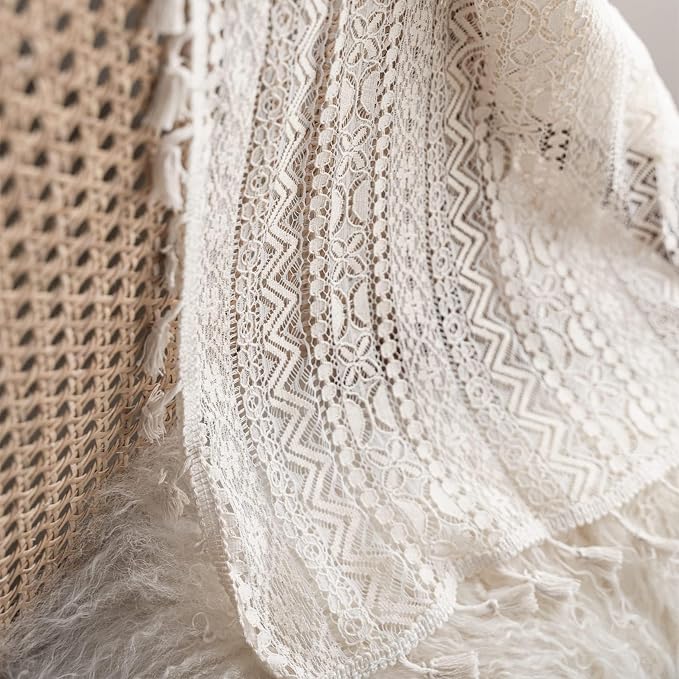 Sutuo Home Boho Lace Curtains for Kitchen Bedroom, Bohemian Crochet Sheer - Image 7