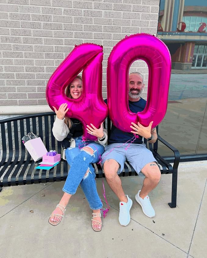 5 Balloon - Hot Pink Birthday Number Balloons, 40 Inch Party Decorations | Hot - Image 7