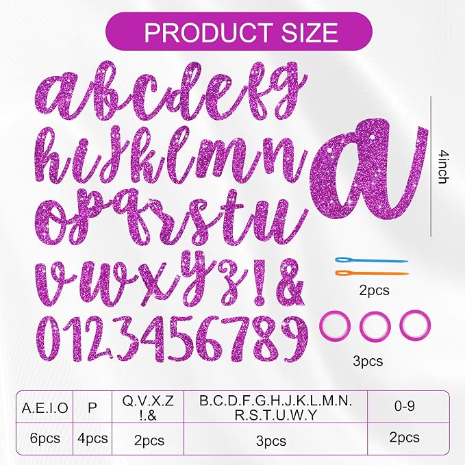 BEISHIDA Glitter Purple 116 PCS A-Z DIY Letter Banner Kit Make Your Own - Image 2