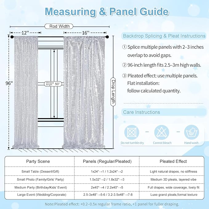 2FTx8FT Silver Glitter Sequin Curtain - Image 6