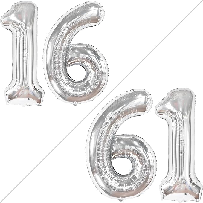 KatchOn Silver 16 Balloon Numbers 40 Inch | Happy 16th Birthday Balloons - Image 2