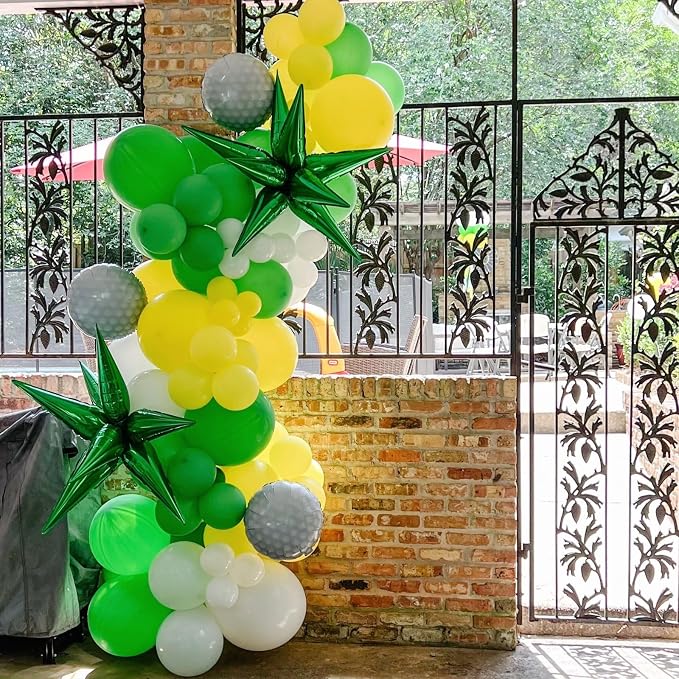Green and Yellow Balloons, 12 Inch Dark Green Yellow and White Confetti Balloons - Image 6