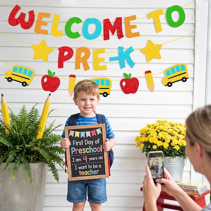 Welcome to Pre-k Banner Happy First Day of Pre-k Theme Decorations | Welcome - Image 8