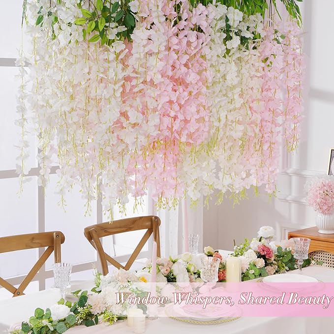 36 Pack Wisteria Hanging Flowers, 3.6 Feet/Pcs Fake Flowers Garland Vines - Image 2