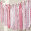 Moukeren Pink Bow Fabric Tassel Garland Coquette Bows Fabric Banner Cotton by Moukeren