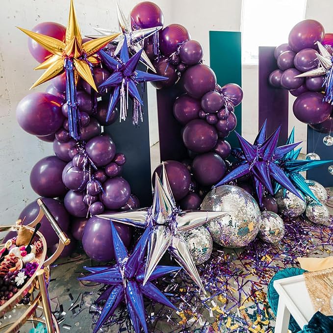 PartyWoo Dark Purple Star Spike Balloon Arch Kit 110pcs Different Sizes | 18 12 - Image 7