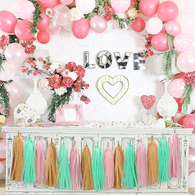 Gold Mint Pink Tassel Garland for Baby Shower Gender Reveal Decorations - Image 4