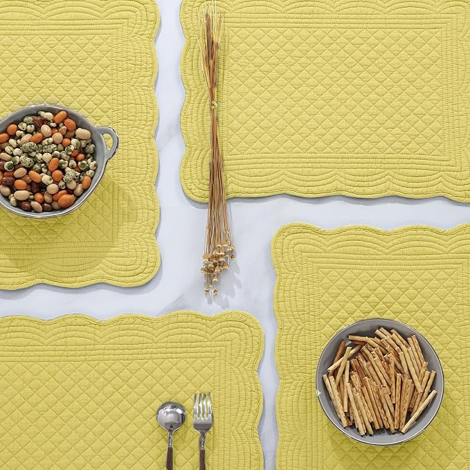 HOMBYS Quilted Placemats Set of 6 Washable-13x18 inches Rectangular Placemats - Image 4