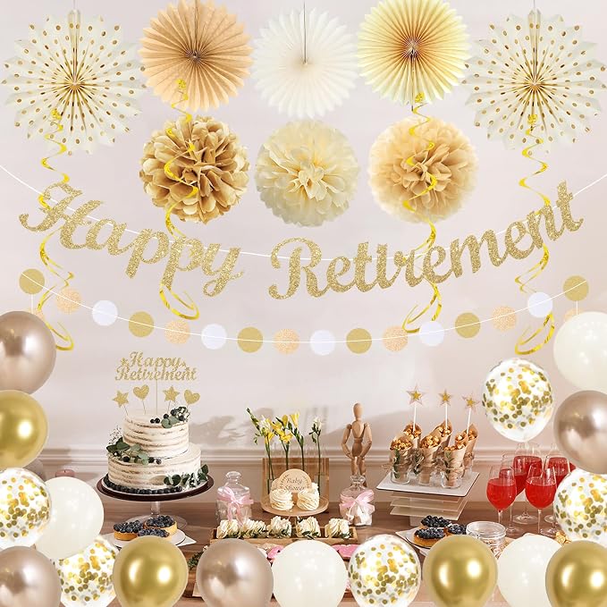 Vlipoeasn Champagne Gold Retirement Decorations - Image 7
