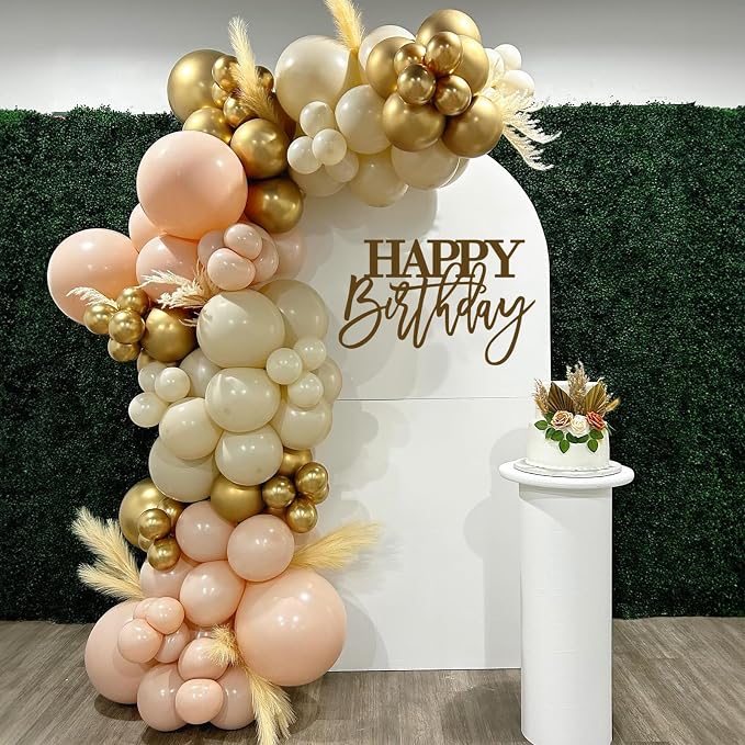 Gold Beige Balloons, Cream Metallic Gold Confetti Balloon - Image 6