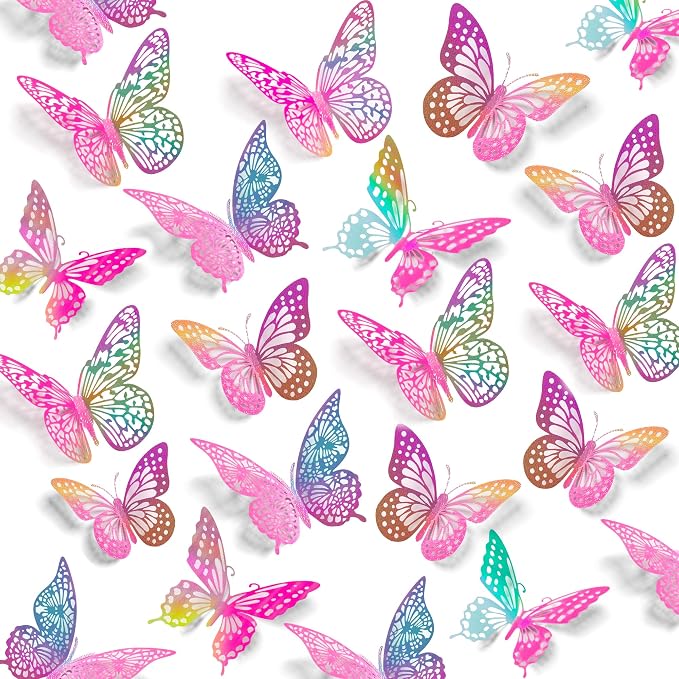 SAOROPEB 3D Butterfly Wall Decor 48 Pcs Laser Purple Butterfly Decorations | 4 by SAOROPEB
