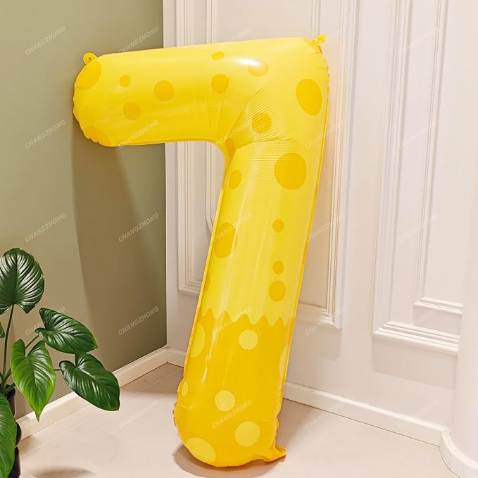 40in Yellow Polka Dot Number 7 Helium Foil Polyester Film Balloon Digital 7 | - Image 4