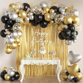 157Pcs Black Gold Silver Balloons Garland Arch Kit by MEBAY