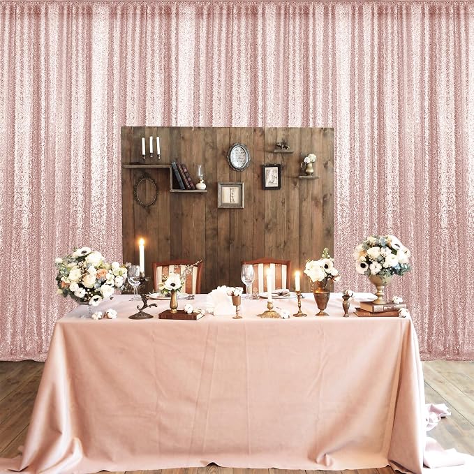 4×8FT Rose Gold Sequin Backdrop Curtain, Photography Backdrop Glitter Curtains - Image 7