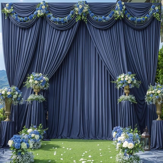 6 Panels Navy Blue Backdrop Curtains - Image 9