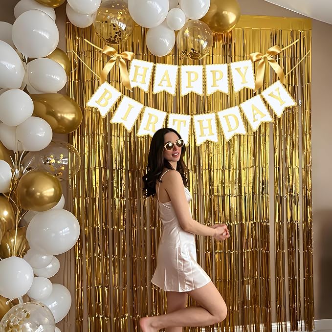 Bow Happy Birthday Banner for Bow Birthday Decorations Bows Garland for Women - Image 3