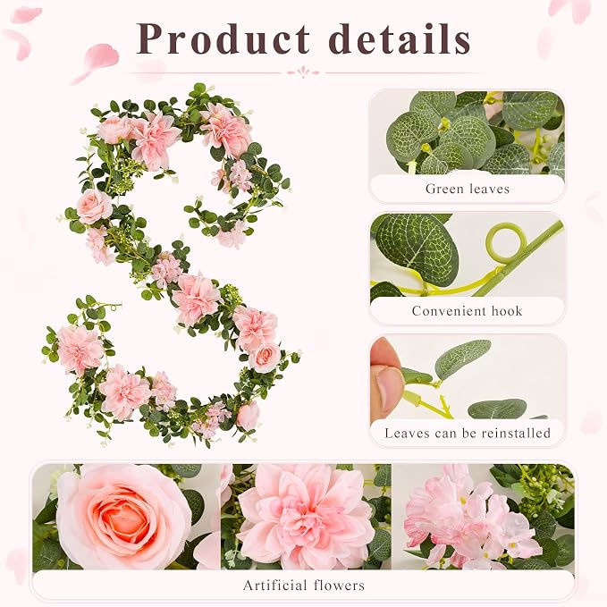 Findosom Total 12.4Ft Artificial Flowers Garlands - Image 6
