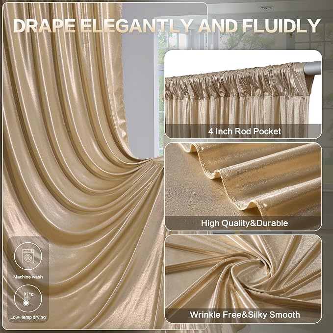 gogoparti 10x10FT Champagne Gold Sequin Backdrop Curtain - Image 4