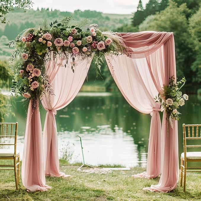 Wedding Arch Draping Fabric Backdrop Drapes 4 Panels, Dusty Rose | 28.7"x20FT - Image 6