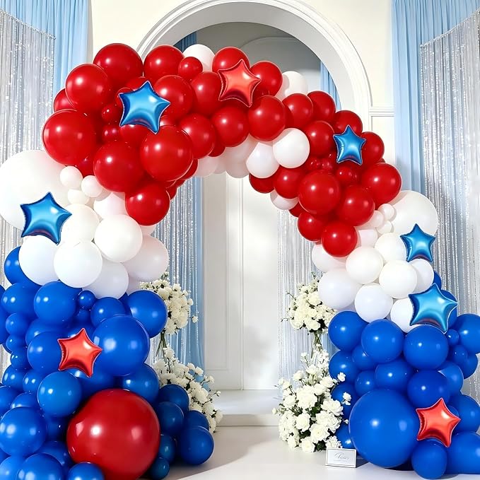 Red White Blue Balloon Garland Arch Kit 160Pcs | Red White Blue Latex Balloons - Image 3