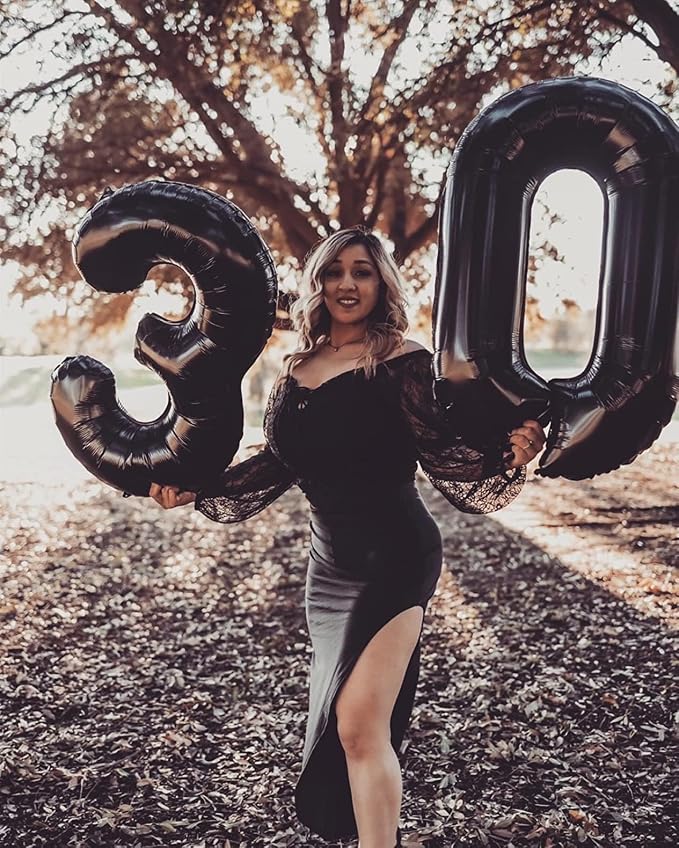 Number 3 Balloons Birthday Decorations, 40In Black Balloons - Image 2