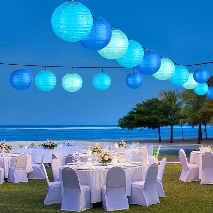 15-Pack Blue Paper Lanterns, Hanging Party Decorations | Dark-to-Light Gradient - Image 5