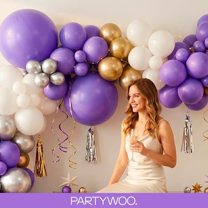 PartyWoo Purple Balloons 127pcs Different Sizes of 36 18 12 10 5 Inch Purple - Image 9