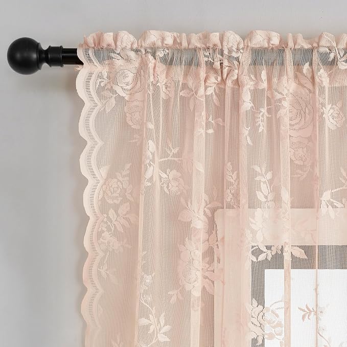 SEEKRIGHT Blush Pink Kitchen Cafe Curtains - Image 4