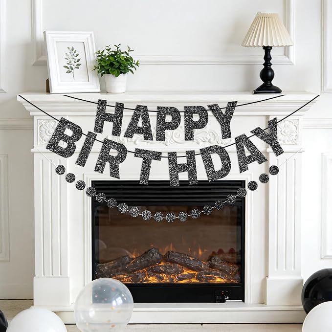 Alynta Happy Birthday Banner Pre-Strung Glitter Birthday Party Decorations | NO - Image 7
