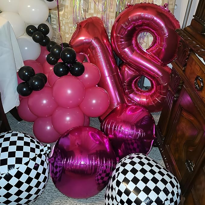 12Pcs Hot Pink Round Foil Balloons, Metallic Pink Foil Balloon - Image 6